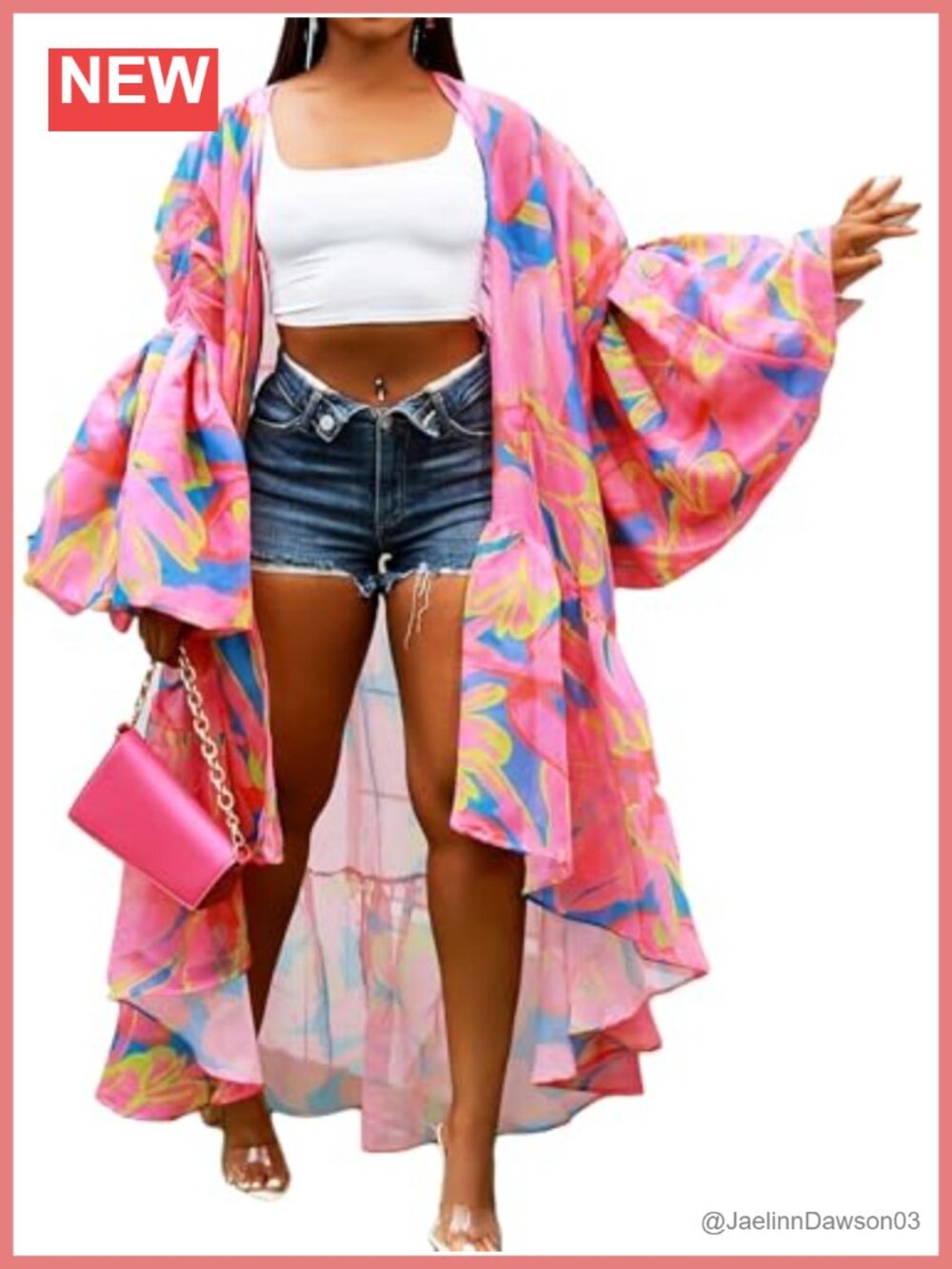 Puff Sleeve Open Front Bodycon Party Dress Cardigan Cover Up